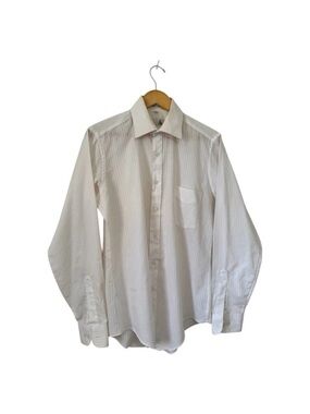 Vintage 90s Ketch Dress Striped Shirt Mens 15 34/35 White Long Sleeve Pocket
